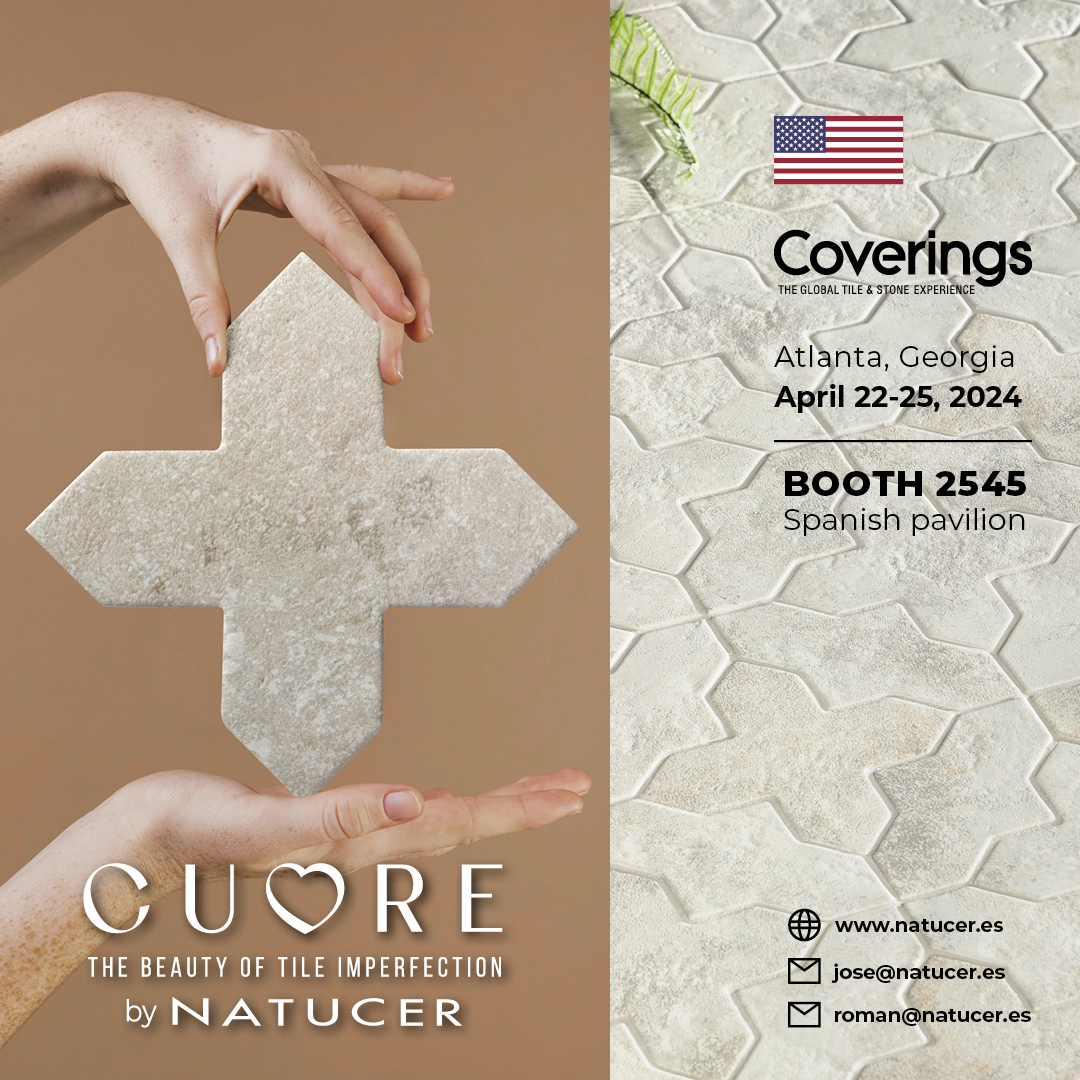 NatucerOnda's tweet photo. Nos encontrarás Coverings, la feria más importante de EE.UU. del sector de la cerámica, se celebra en Atlanta del 22 al 25 de abril. Allí presentaremos nuestras últimas colecciones de pavimentos y revestimientos. Nos vemos en el pabellón español stand #2545. #coverings24 #natucer https://t.co/iwiP6iRJnT