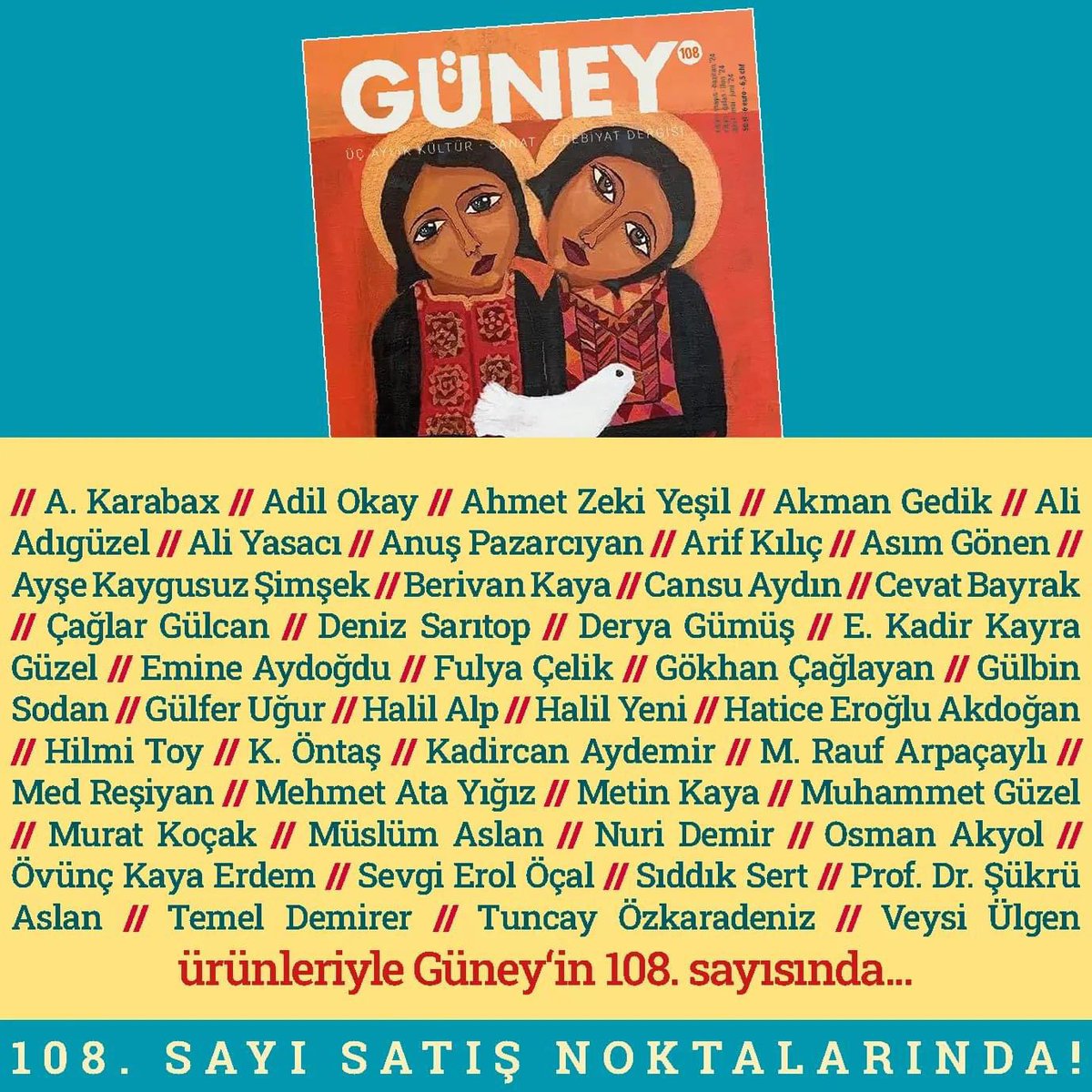 HalilAlp73's tweet photo. Güney Kültür Sanat Edebiyat Dergisi - 108. Sayı https://t.co/YkKc9U9lKg