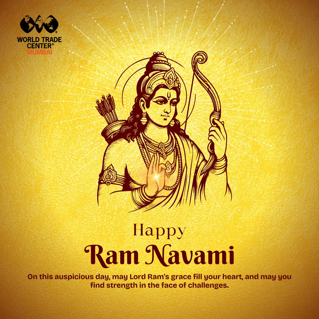 On this blessed Ram Navami, World Trade Center Mumbai extends warm wishes to all. May the divine presence of Lord Rama guide you towards righteousness and fulfillment. 🌟🙏 #ramnavmispecial #wtcmumbai #JaiShreeRam