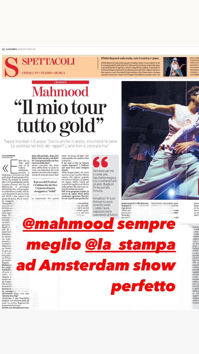 LucaDondoni's tweet photo. . @Mahmood_Music @LaStampa https://t.co/H7EsoUtpGW