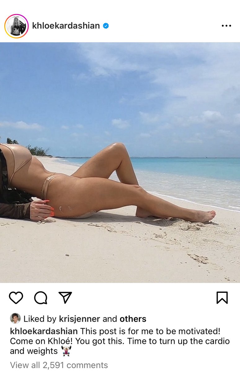 What’s Khloe Kardashian trying to say with this post? Whatever it is, it feels wrong. And honestly, I’m no Kardashian hater, but as a mother to a daughter & someone who’s own body image obsessions took over a bit too much as a teen, I’m just done with posts like this from them.