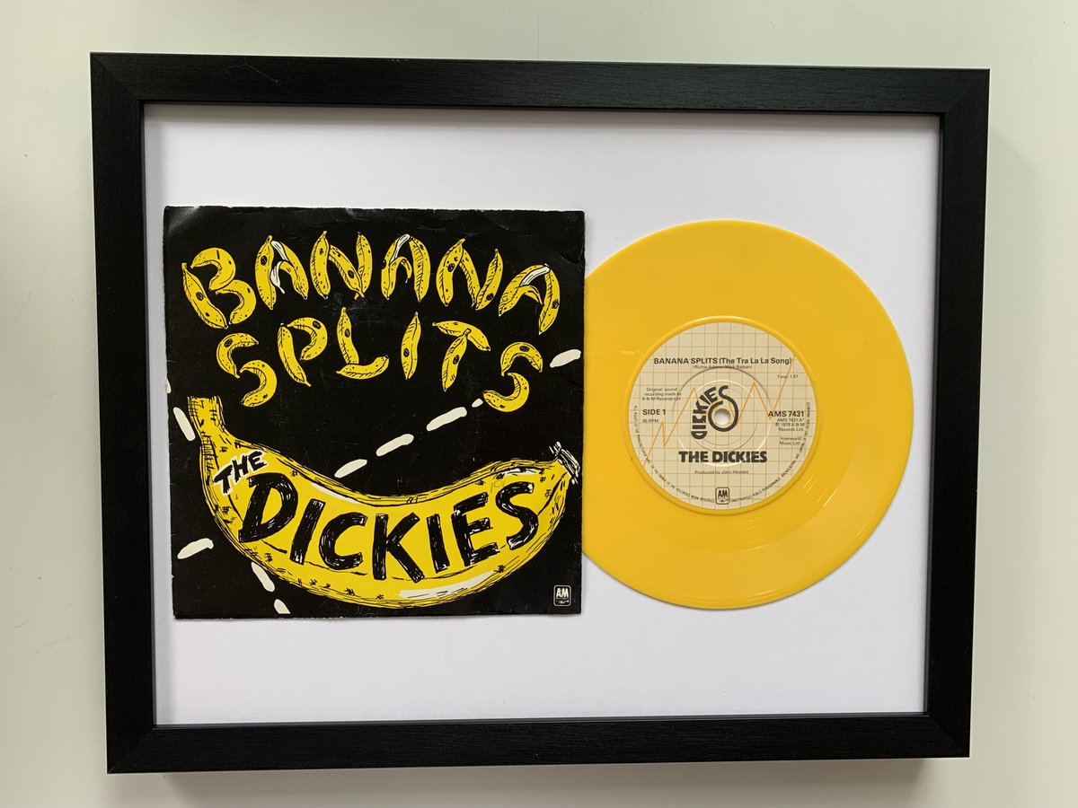 We celebrate #nationalbananaday🍌🍌 with this #framedrecord taking pride of place in the #RockandRollHallofFrame gallery here at MyFirstRecord Manor Looking for fab #gift #giftidea for a #musicfan #musiclover🎧? ORDER a #favouritesong #framedvinyl @ MyFirstRecord.co.uk