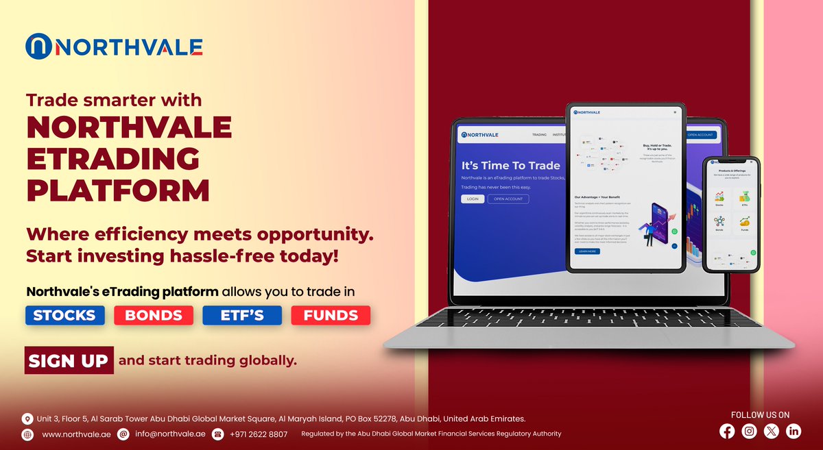 Trade stocks, bonds, ETFs, and funds hassle-free.

Sign up today and explore global trading possibilities!
🔗northvale.ae

#eTrading #TradingPlatform #investing #trading #uae #dubai #abudhabi #stocks #funds #bonds #ETFs #financialfreedom #invest