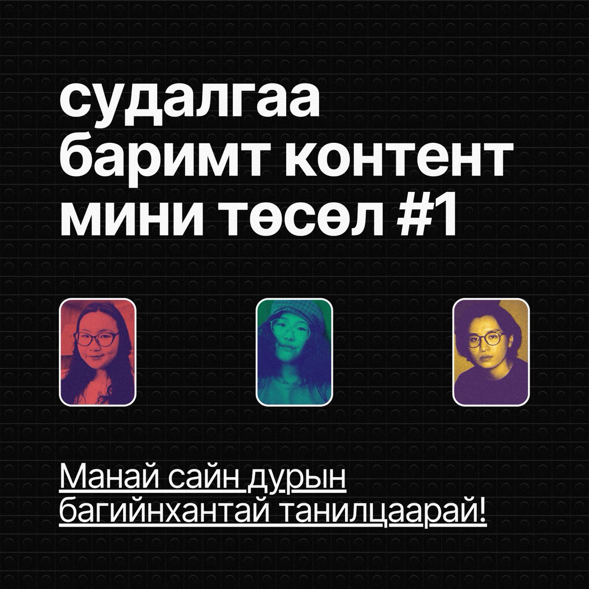 🟢 Судалгаа Баримт Контент Мини Төсөл #1: Манай сайн дурын багийнхантай танилцаарай!