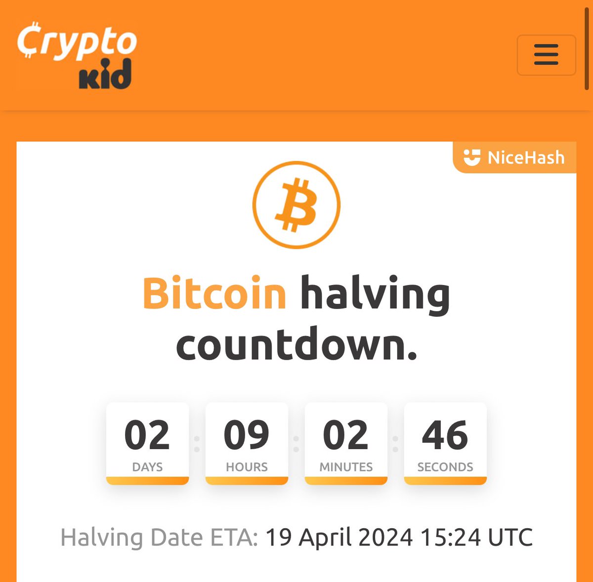 2 DAYS UNTIL THE #BITCOIN HALVING !!!