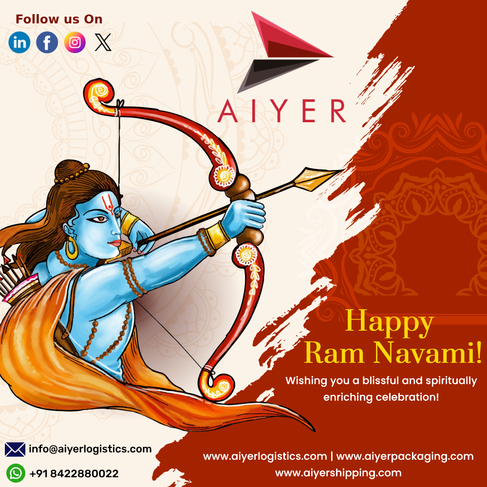 Happy Ram Navami!
Wishing you a blissful and spiritually enriching celebration!

#aiyerlogistics | #aiyerpackaging | #aiyer | #shipping | #packaging | #WCA | #JCtrans | #FFFAI | #freightforwarding | #3pl | #logistic | #logisticsmanagement | #ramnavami2024 | #linkedIncommunity
