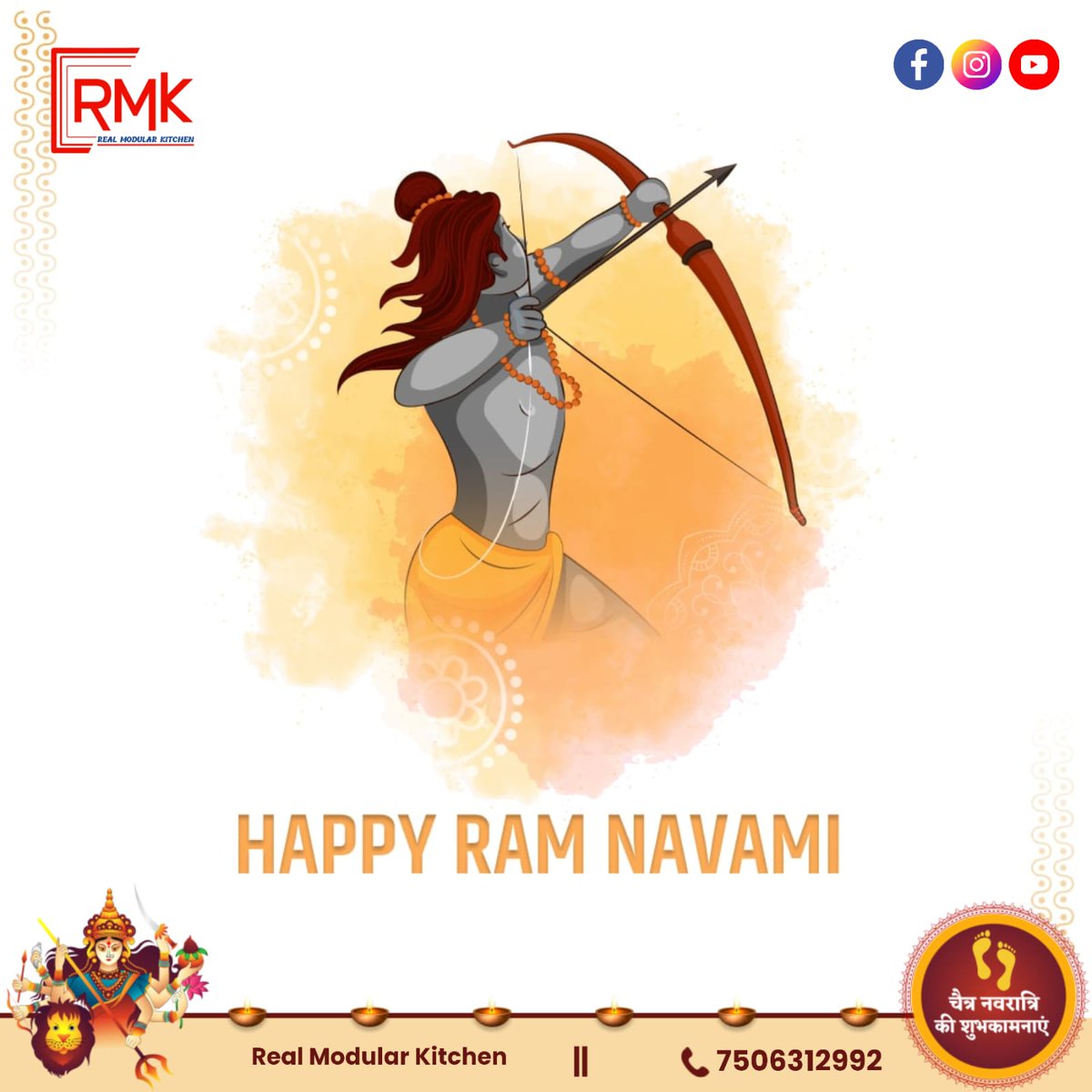 RealModular's tweet image. &quot;📷 Let the auspicious vibes of Ram Navmi fill your homes with joy and prosperity! 📷 Real Modular Kitchen Andheri extends heartfelt wishes to you and your loved ones on this divine occasion. May Lord Ram bless you with strength, wisdom, and endless happiness. Happy Ram Navmi! 📷