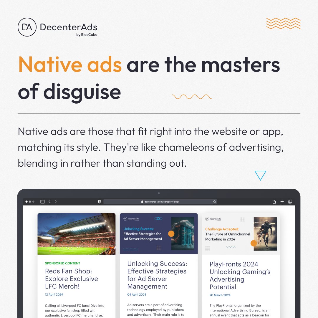 Do you know who's really native? Native advertising!
Our platform's most popular ad format is native. Just contact us:
💬 lnkd.in/gTCfS-eM
💬 support@decenterads.com
#decentreads #advertising #adtech #programmatic #NativeAd #adspend #nativeadvertising #digitaladvertising