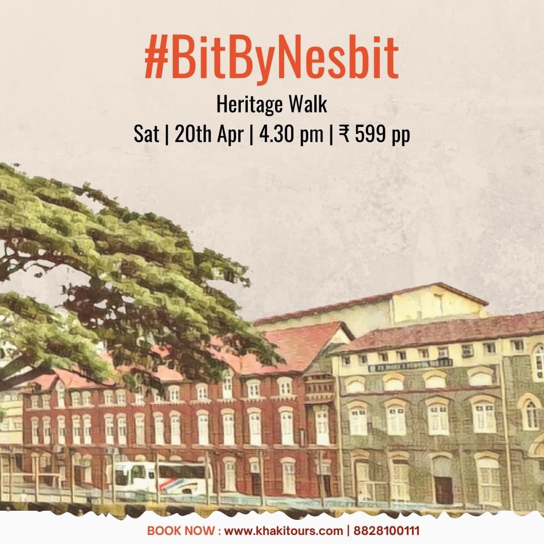 Walk along and around Mazgaon's Nesbit Road to discover what remains of the past, only on our #BitByNesbit heritage walk.

📍Sat | 20th Apr | 4.30 PM | ₹599 pp

➡️Book now at: in.bookmyshow.com/activities/bit…

#Mazgaon #NesbitRoad #Things2DoInMumbai #KhakiTours #ExploreMumbai…