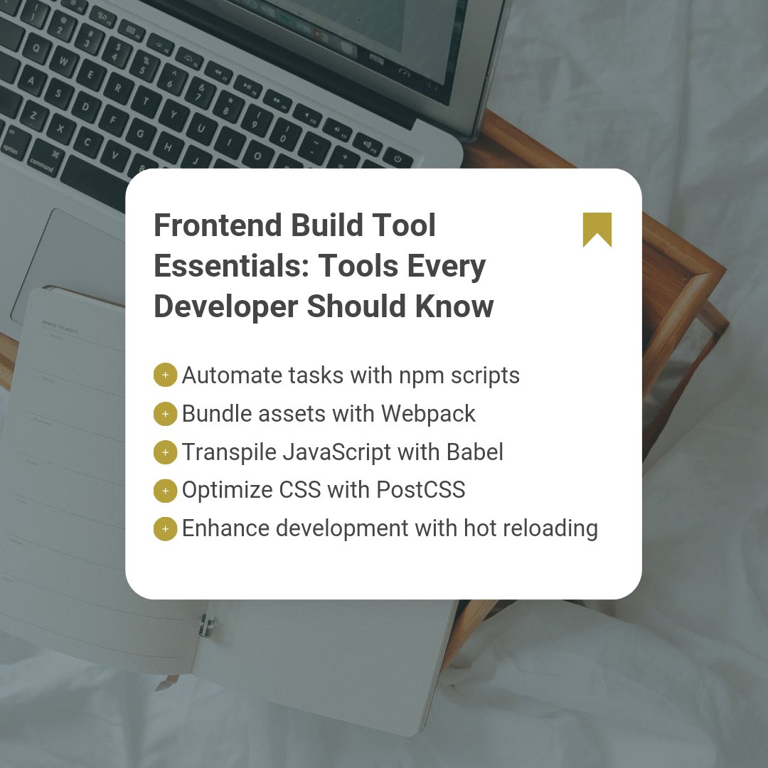Build with the best! 🛠️💻 Master frontend build tools every developer should know. Streamline your development process and elevate your projects. Gear up now! 🚀

#FrontendBuild #BuildTools #WebDevTools #DevEssentials #FrontendDev