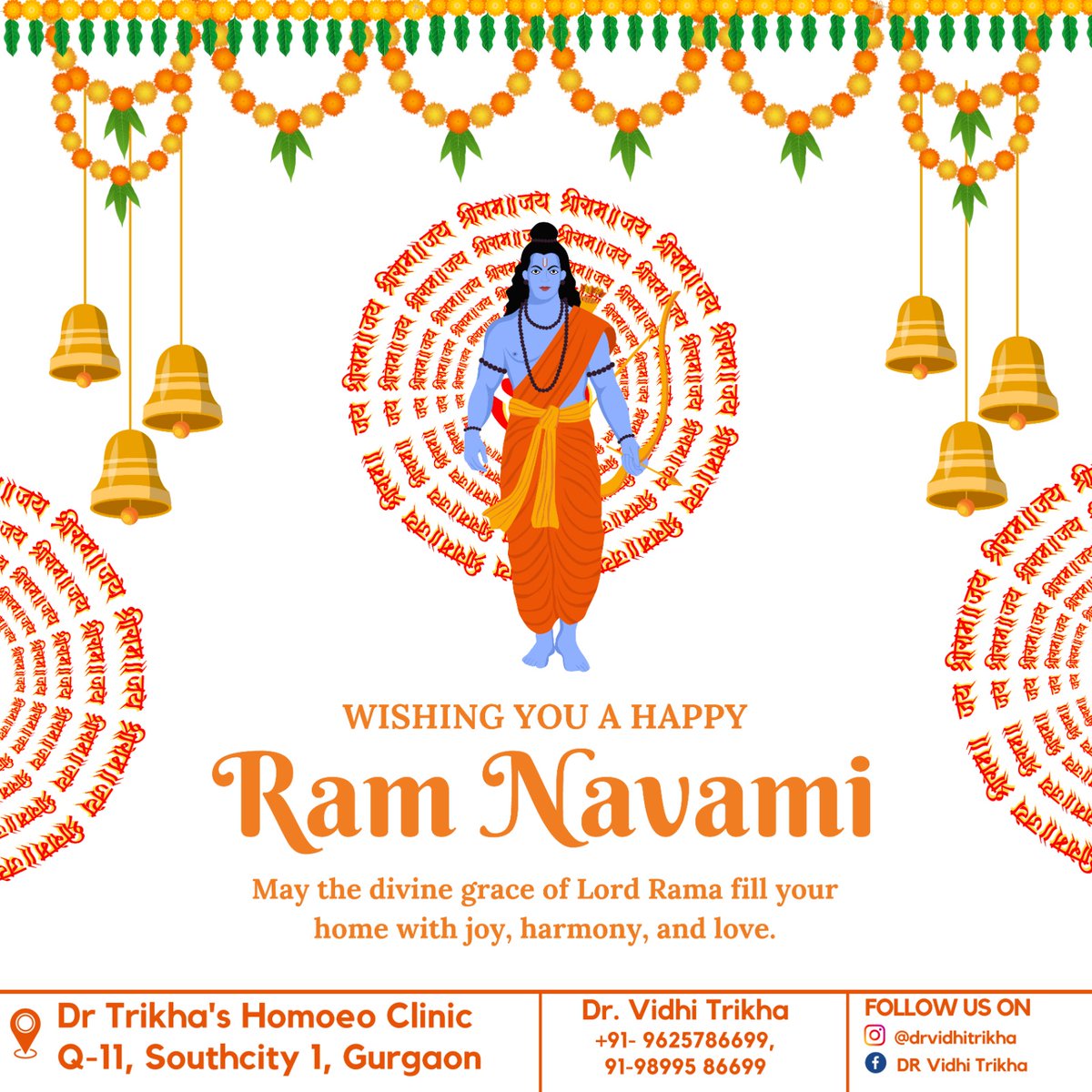 Wishing you all a Happy Ram Navami. May the blessings of Lord Rama bring peace and harmony to your home and heart.