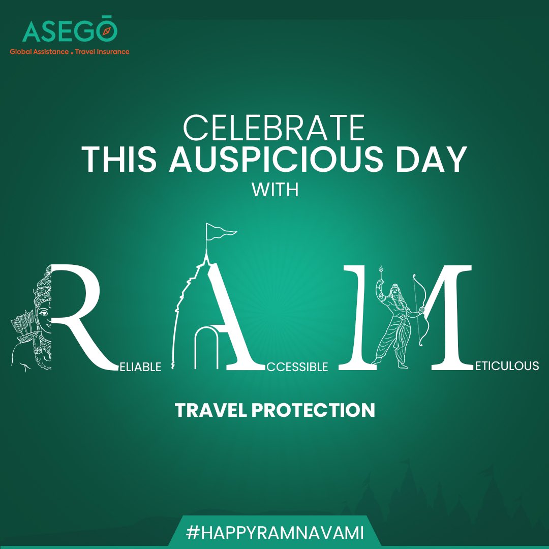 AsegoInsurance's tweet photo. Embrace the spirit of Ram Navami with love, reverence, solidarity and confidence of a tranquil travel experience!
Wishing all a very Happy Ram Navami.

#RamNavami #Asego #TravelInsurance #OnlineInsurance #FastClaims #InsuranceOnTheGo #TravelAssistance #HappyRamNavami #AsegoIndia https://t.co/YqJNPIsMTV