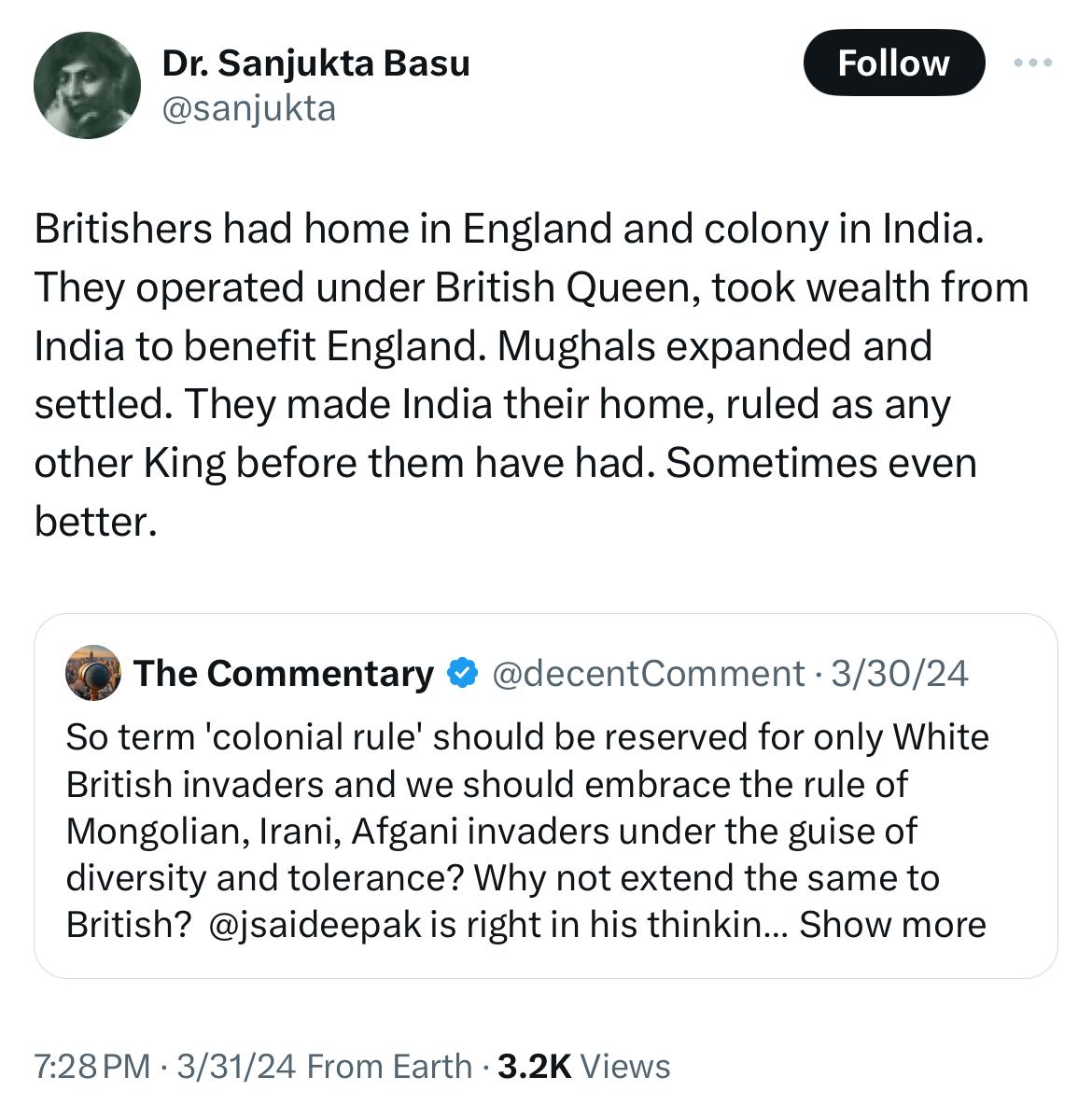 To paraphrase, “the British took wealth from India and the Mughals didn’t.” Not the first time this has been said, but the statement reeks of ignorance at best and apologia at worst. In a few quick tweets, let’s assess this claim against recorded history.