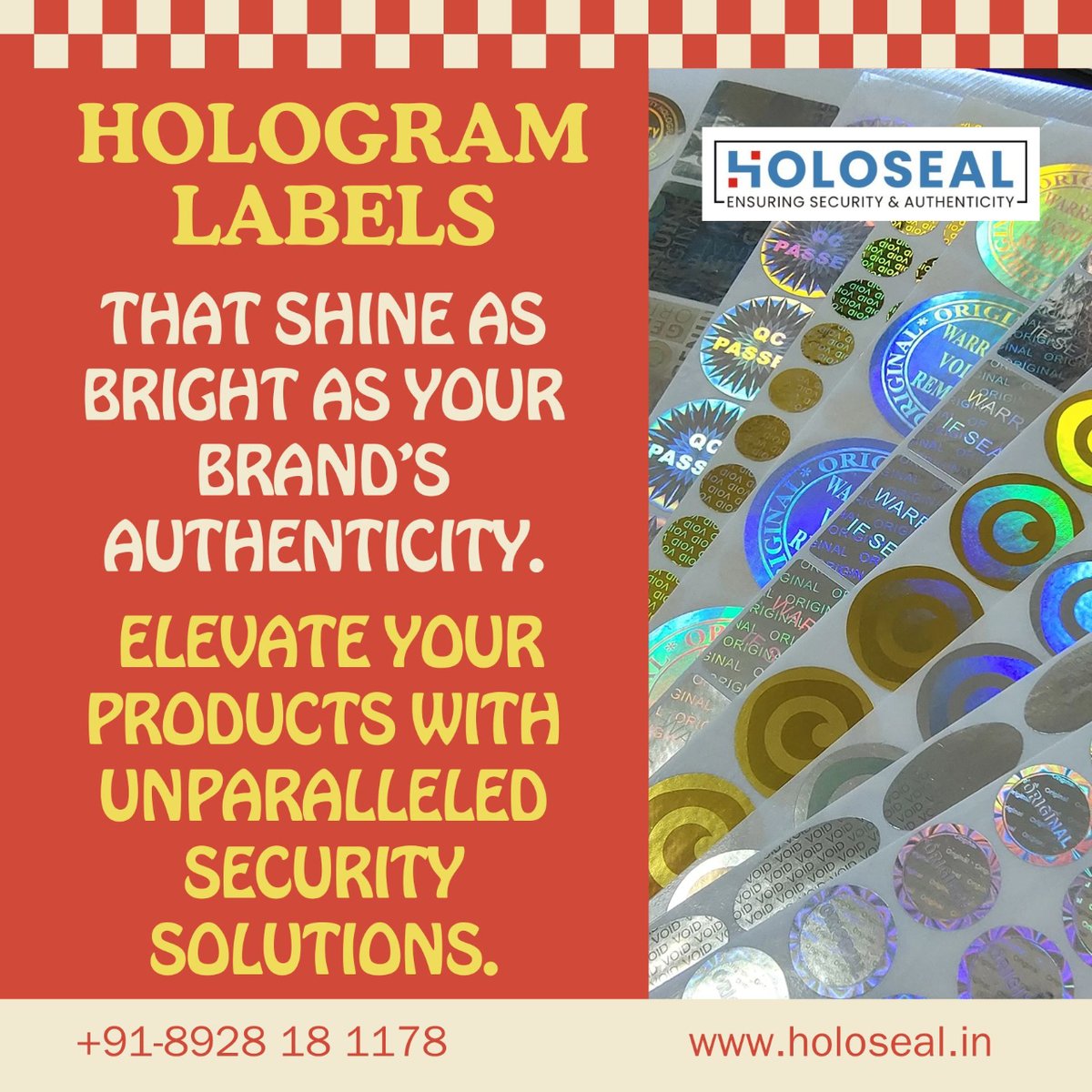 'Hologram labels that shine as bright as your brand’s authenticity. Elevate your products with unparalleled security solutions. #BrandAuthenticity #ProtectYourProducts #Holoseal'

i.mtr.cool/zyasjwnzrn