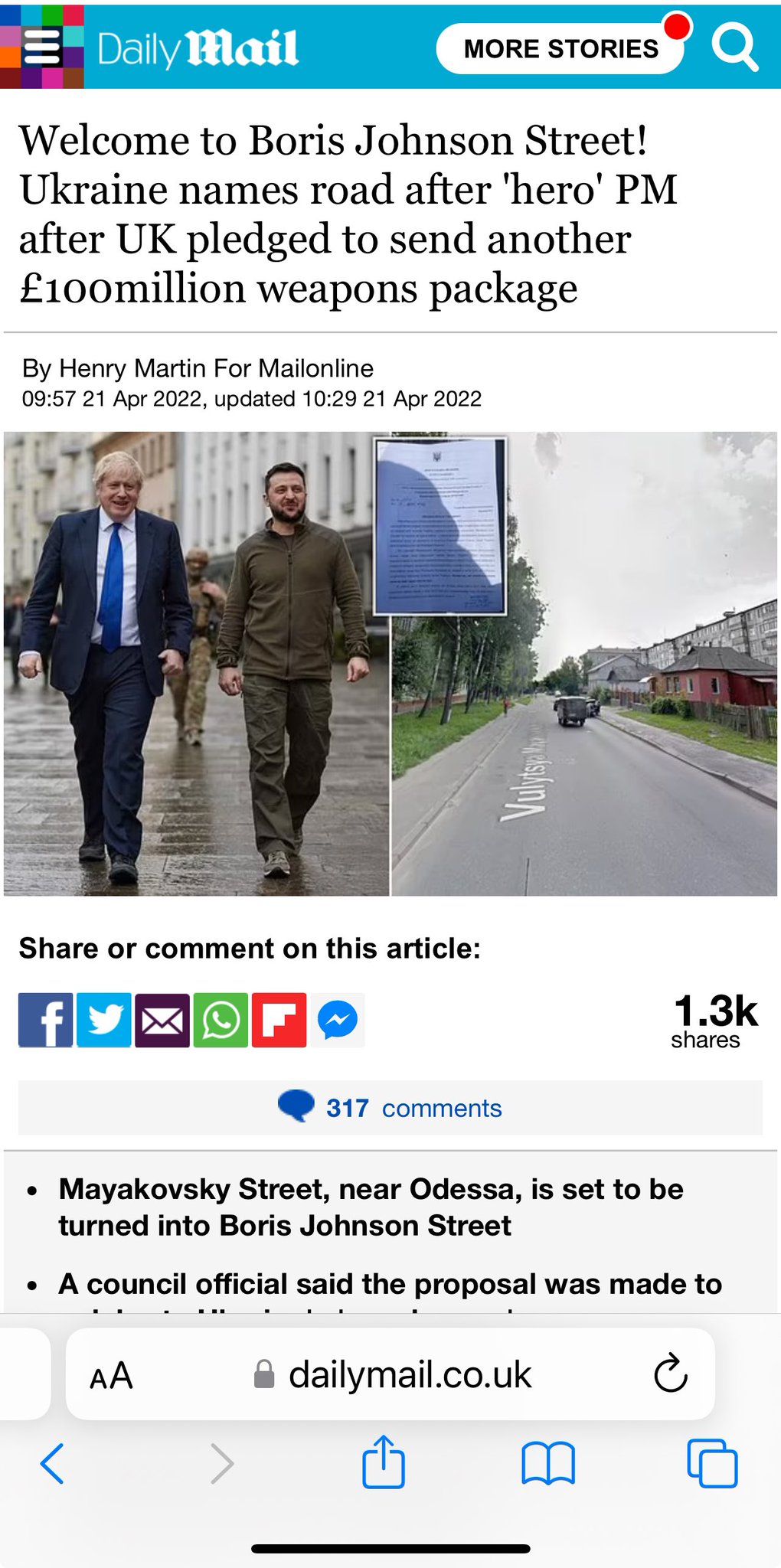 Boris Johnson ended the peace talks !!  

500,000 dead injured 

Now streets are named after hero Boris in Ukraine