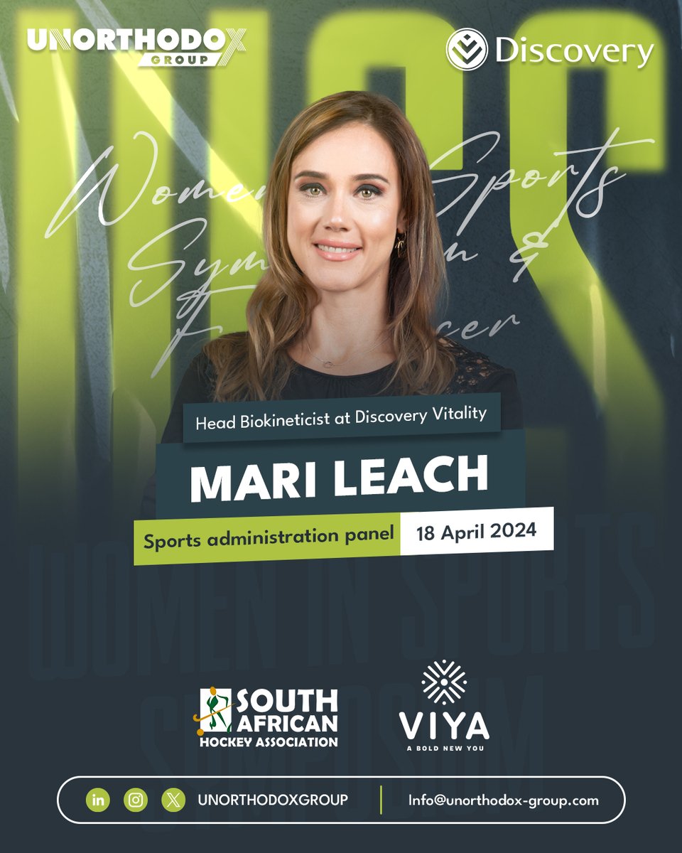 Meet Mari Leach, Head Bio kineticist at @Discovery_SA Vitality, joining our women in sports symposium's sports administration panel.

#womeninsports #publicrelations #womenempowerment #workbyunorthodox #DiscoverySA #DiscoverVitality