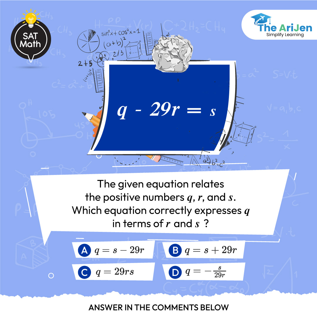 '🧠 Let's put our math skills to the test! 📐 

Can you solve this equation? 

Drop your answer in the comments below and let's see who gets it right! 💡 

#TheAriJen #SATPre #DigitalSAT #MathChallenge #ProblemSolving #maths #math #test #quiz #quiztime #mathtest #mathquiz