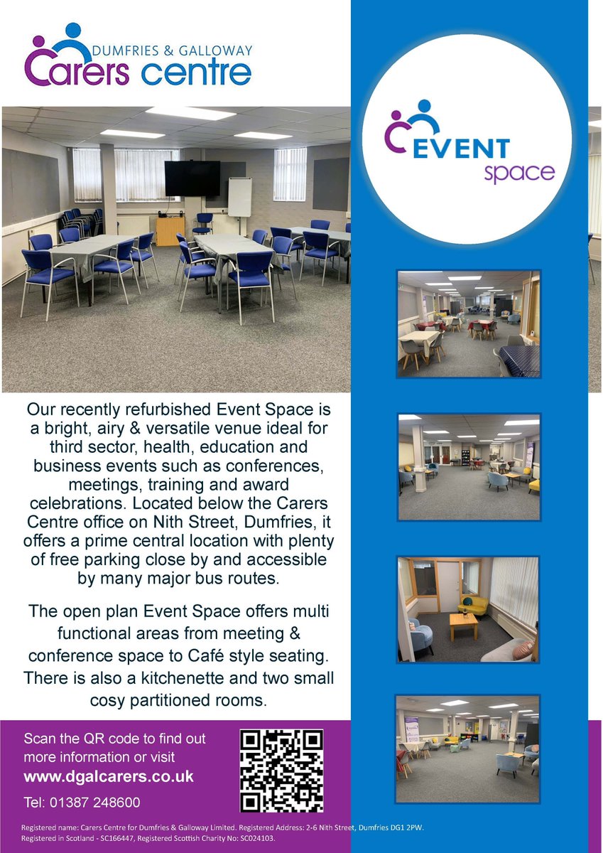 Open plan event space offering multi functional areas from meeting and conference space to café style seating. See poster for more details.