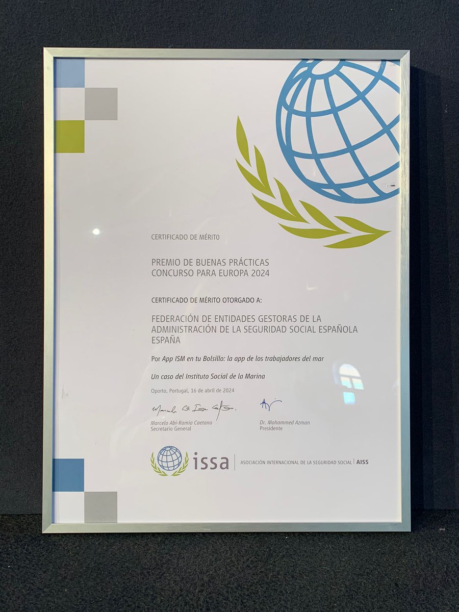 ISMrevistaMar's tweet photo. En el ISM nos sentimos muy orgullosos y agradecidos por el reconocimiento🏆 #ISSAGoodPractice, Premios para #Europe 2024, recibido ayer por nuestra App #ISMentubolsillo durante la celebración del  #ISSARSSFEurope y queremos compartirlo con vosotros 👏👏 https://t.co/rwr1jl75VF
