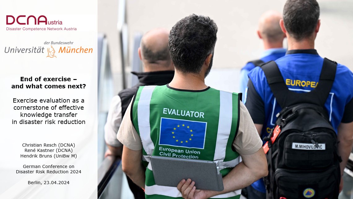 DCNAustria's tweet photo. 📢 Come join our on #exerciseevaluation #workshop together with @unibw_m at the German #Conference on Disaster Risk Reduction #DRR 2024 (organized by @roteskreuz_de)
🗓️ April 23rd, 2024
📍 Tagungswerk in Berlin Kreuzberg, Germany
Learn more: https://t.co/8IhxGBI4k3 https://t.co/9UVNc84bxN