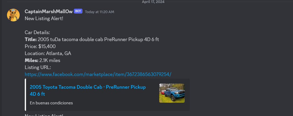 bilal_the_dev's tweet photo. A discord bot to forward messages from list of channels to one source based on filters you configure.

The use case was monitoring new listings and filter based on price, mileage etc

https://t.co/GcbtM3vTuE https://t.co/KGplKvO8De