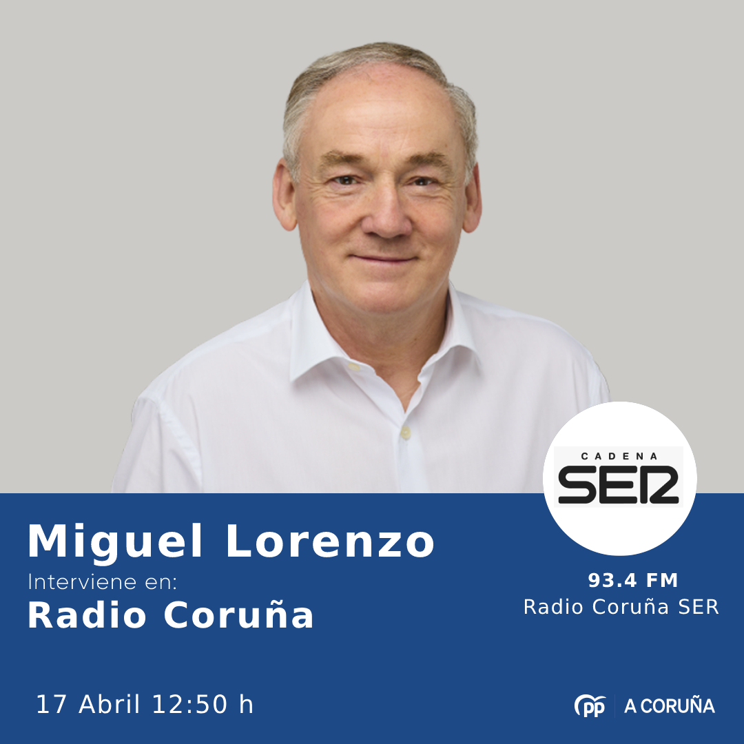 📻 @MLorenzoTorres estará a las 12.50 h. en Hoy por Hoy, de @RadioCoruna, con @tebachacon, para hablar de la actualidad de la ciudad. 👂 Puedes escucharlo en el 93.4 FM o en este enlace: bit.ly/3p3YzWD