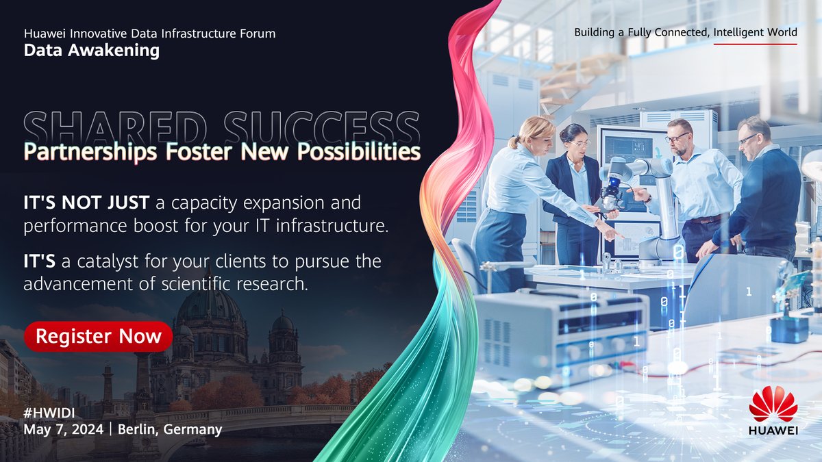 HuaweiEntDE's tweet image. 🙌Auf dem Huawei Innovative Data Infrastructure Forum 2024 erfahren Sie, wie Speicherlösungen von Huawei #MSPs dabei helfen, IT-Infrastrukturen zu optimieren, beispielsweise für den Bereich Forschung. Jetzt anmelden: bit.ly/43iV4vv#HWIDI #DataAwakening
