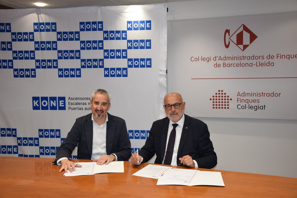 CAFbcn_lleida's tweet photo. 📢Molt contents d'anunciar que hem signat  #conveni de col·laboració amb @KONECorporation 
👉@KONECorporation  subministra als seus clients solucions innovadores per a la instal·lació, modernització i manteniment d'#ascensors, escales i portes automàtiques.
El nostre president, @lorenzocafbl  , Óscar Algesires i Sergio Álvarez de Corporation han signat el conveni, mostrant la seva satisfacció per aquesta aliança.
Aquest acord permetrà als nostres col·legiats gaudir d'un servei amb un valor afegit.
#CAFBL #Barcelona #Lleida #ColegioAdministradoresFincas #Convenio #ascensores #AFcollegiados #AFcolegiados