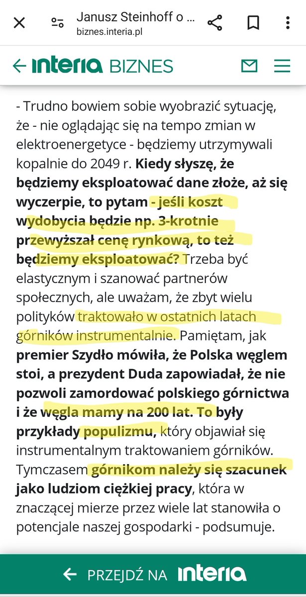 Za żadnego ministra gospodarki w latach 1918-2023 wydajność polskiego górnictwa węgla kamiennego nie wzrosła tak bardzo, jak za Steinhoffa, zatem warto wiedzieć co ma do powiedzenia aktualnemu rządowi: biznes.interia.pl/gospodarka/new…