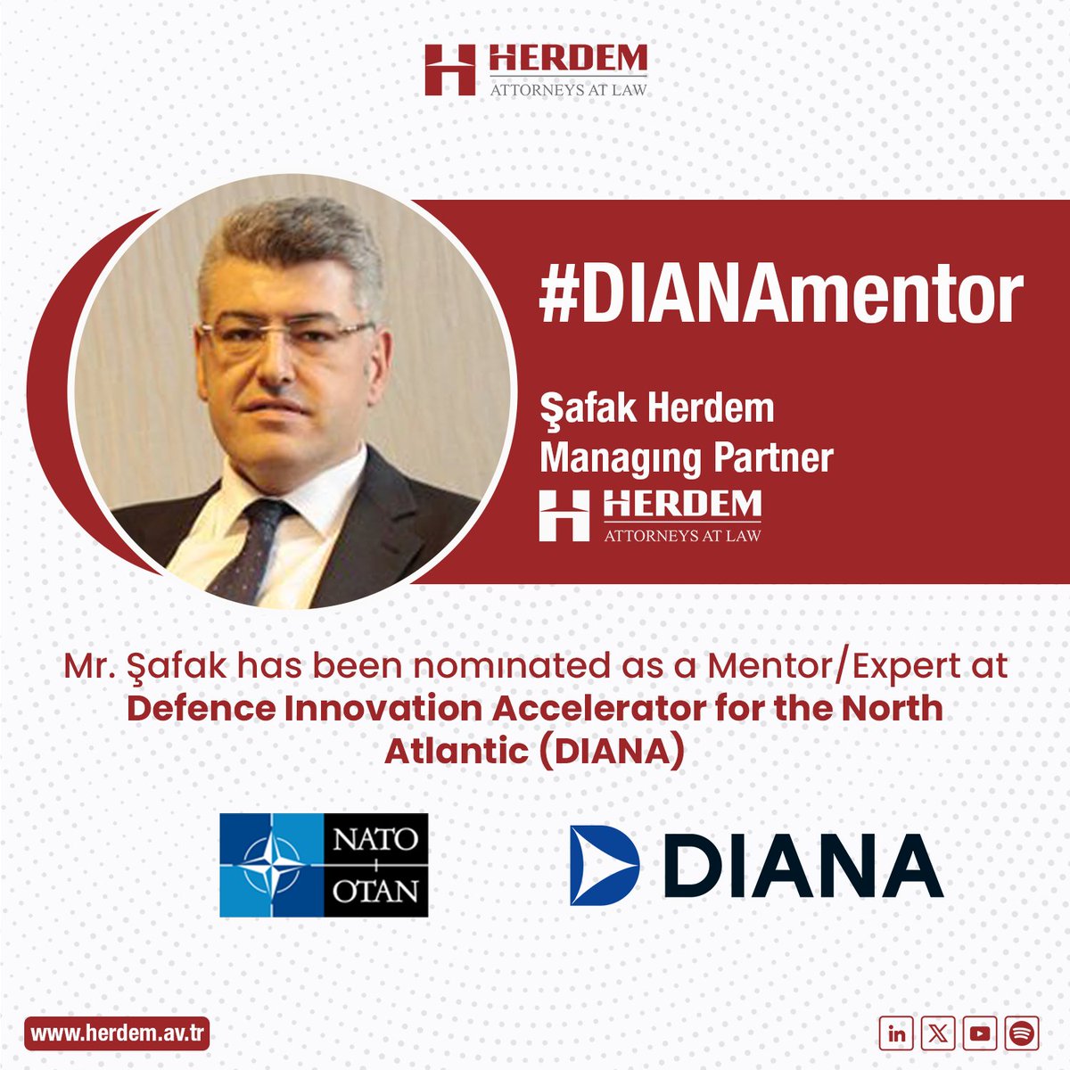 🌟 Exciting Announcement! 🌟

Proud to announce that Mr. Safak Herdem has been nominated as a Mentor/Expert for the NATO DIANA - Defense Innovation Accelerator for the North Atlantic (DIANA) program! by NATO🚀

#DefenseInnovation #DIANA #Mentorship #herdem #NATO #attorneysatlaw