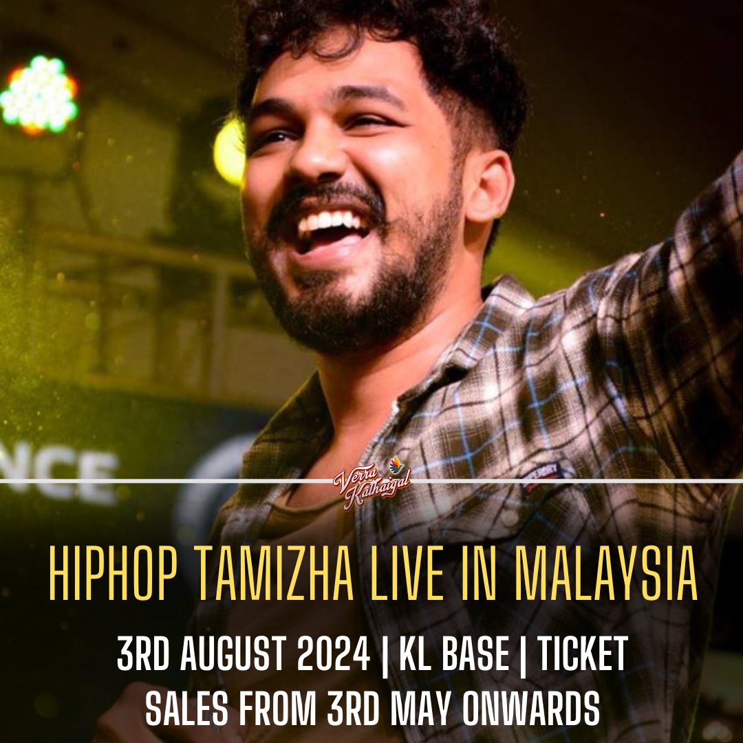 Much awaited HIPHOP TAMIZHA LIVE IN MALAYSIA 2024 💥😍🇲🇾 Happening this 3rd August 2024 at KL BASE. Brought to you by City Production. #HHT #hiphoptamizha #hiphoptamizhaadhi #aadhihiphop #hiphoptamizhaconcertkl