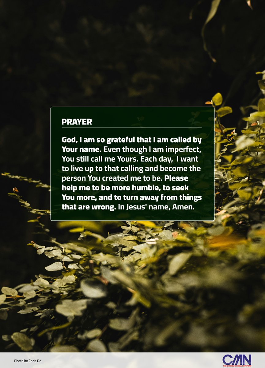 #PrayToGod

God, I am so #grateful that I am called by Your name. Even though I am imperfect, You still call me Yours. Each day, I want to live up to that calling and become the person You created me to be...

#BlessedFriday #cmn