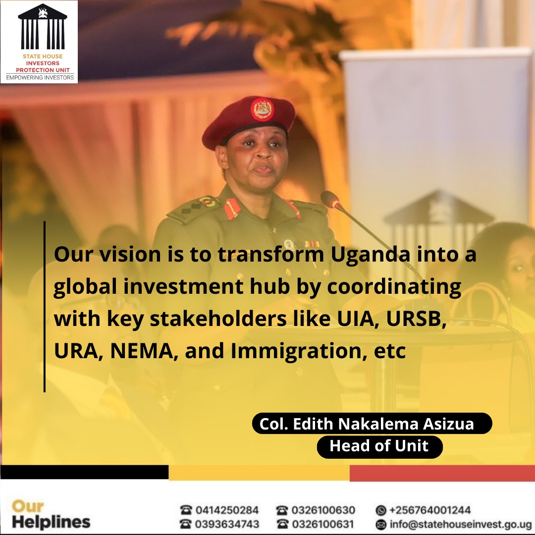 The vision is to transform Uganda into a global investment hub by coordinating with key stakeholders in the investment chain. @ShieldInvestors @edthnaka @nuwamanyaisaac @JNkomo40 #EmpoweringInvestors
