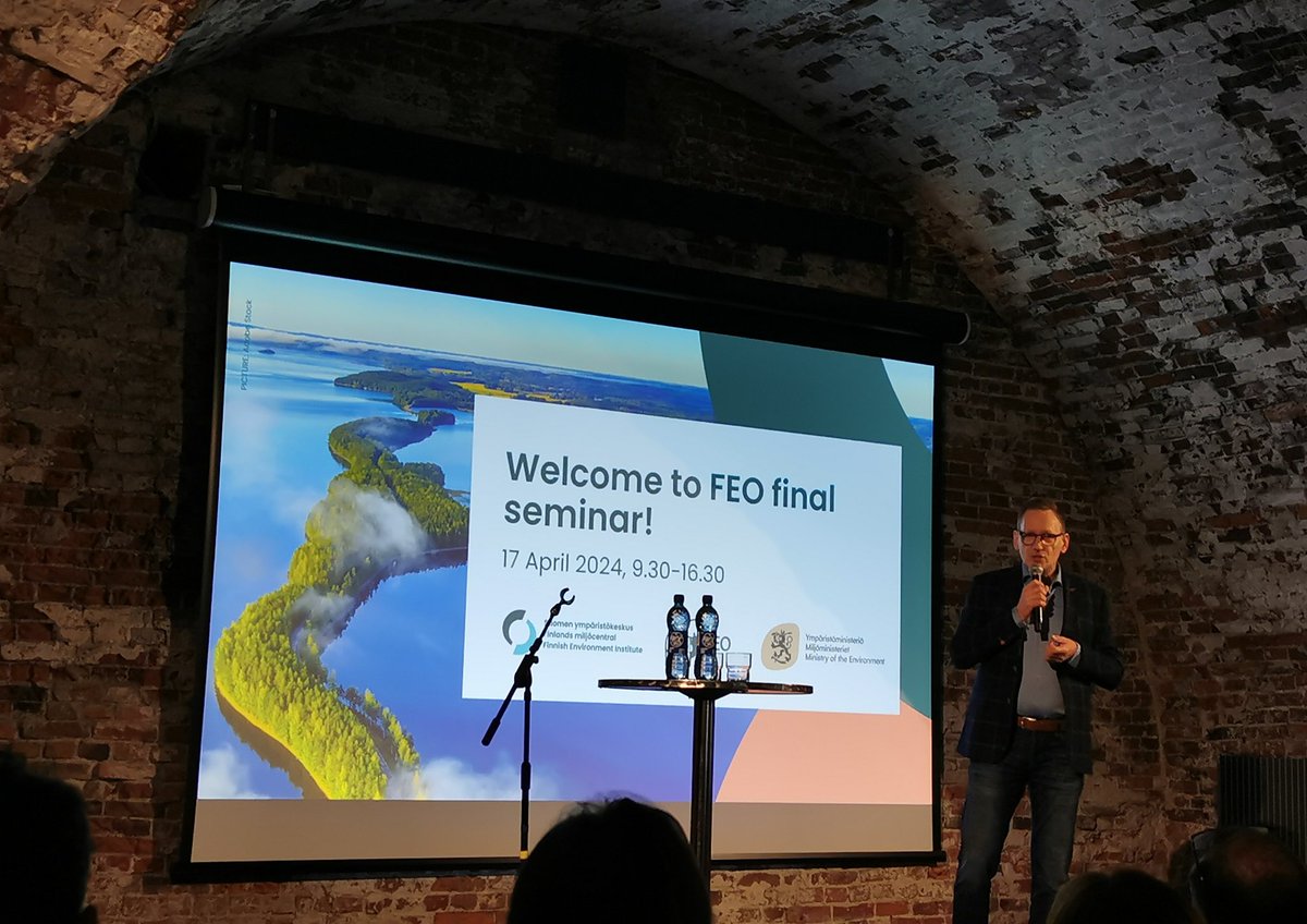 Director general @Leif_Sch @SYKEint opening @FEO_fi final seminar! 100 persons at Suomenlinna, 200 on line.