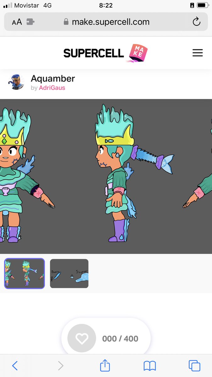 Adrigaus's tweet photo. Trying to upload my "Aquamber" to supercell make contest without success 😭 It appears closed since 5D ago, but it was suppossed to end today 😰😰 But weirdly the review works! 😳 How can I do it? @supercell @SupercellMake @Dani_Supercell Thx! #Brawlstars #amber #supercellmake https://t.co/QNGKsIVUWf