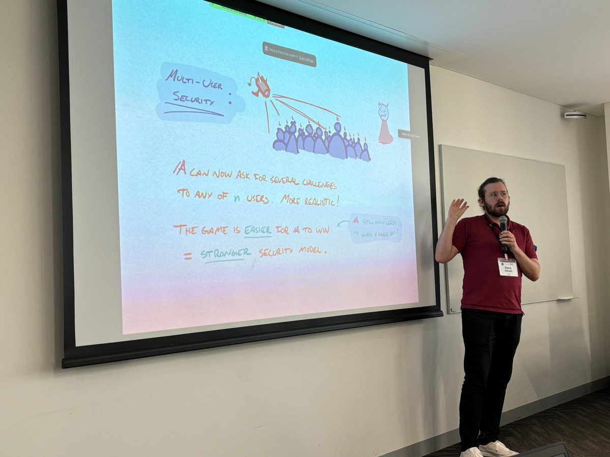 We are at @IACRpkc 2024 in Sydney, and @Heum presented the paper 'SoK: Public Key Encryption with Openings'. Slides are available at: iacr.org/submit/files/s…