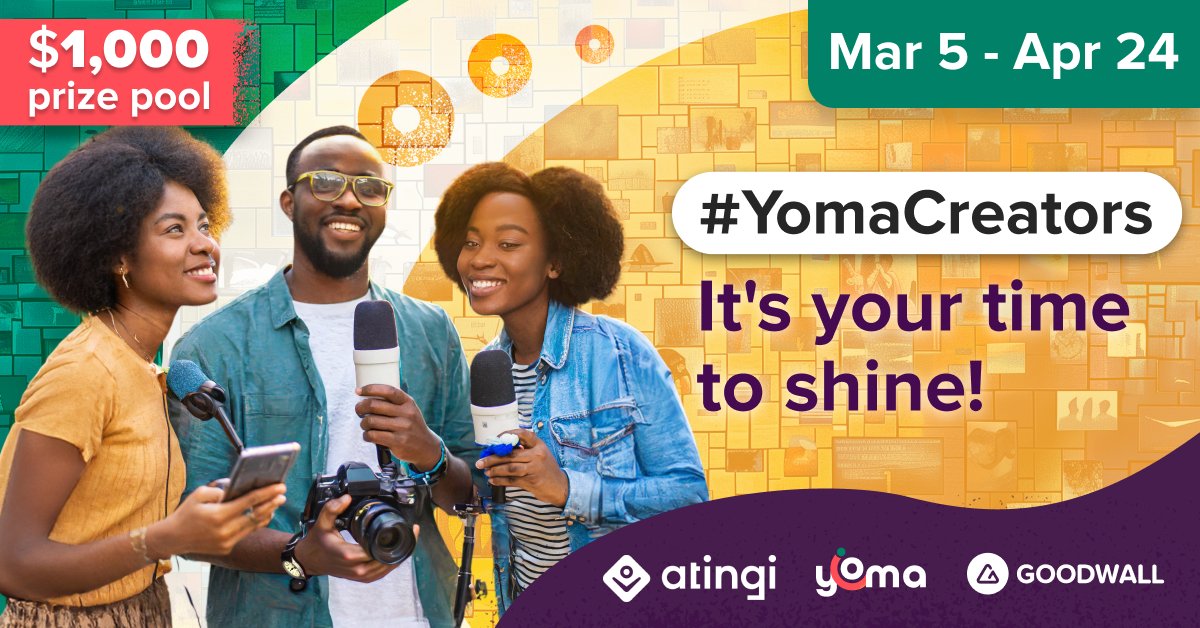 The #YomaCreators challenge on Goodwall is a great opportunity to showcase your content creation skills. Tell us how you would best make use of atingi and Yoma and why you think others should do so too goodwall.onelink.me/45N9/bfx6i1tr