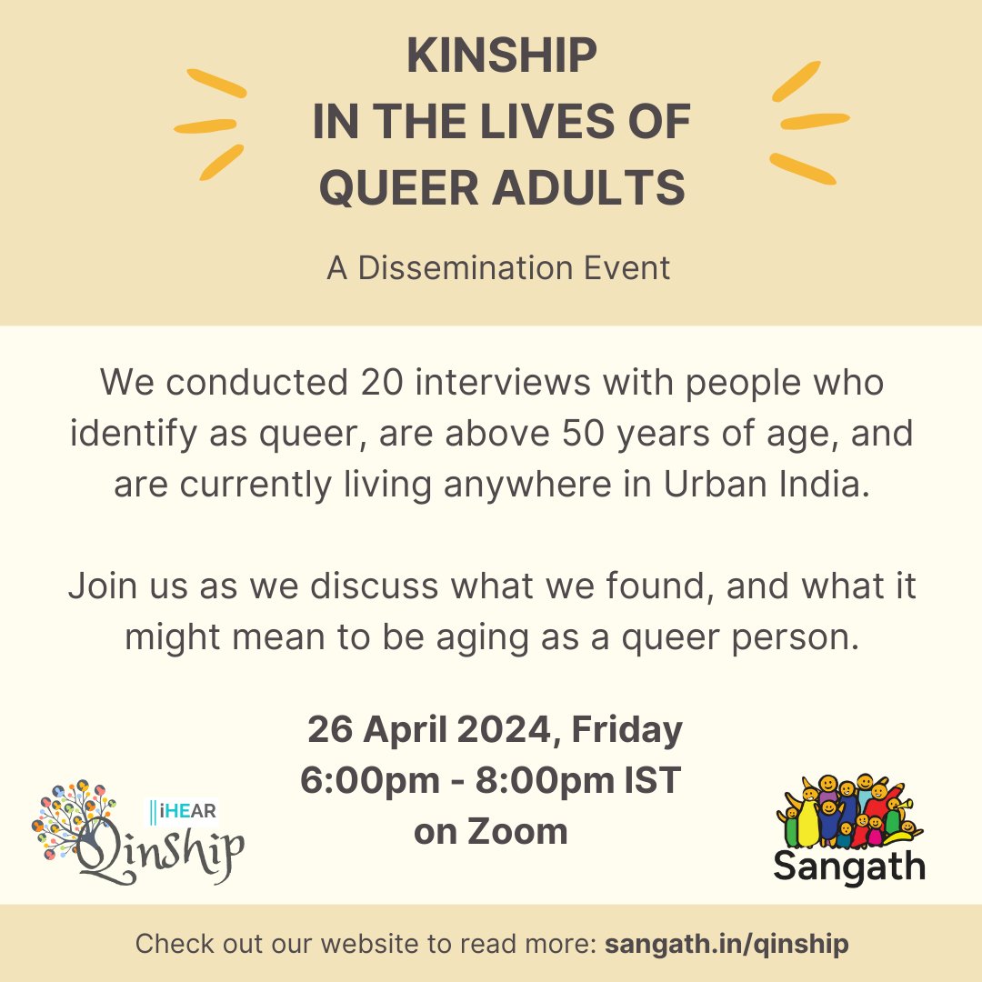 We are happy to announce an online dissemination event to discuss the findings and implications of our Qinship project, on 26th April 2024, from 6:00pm - 8:00pm IST!