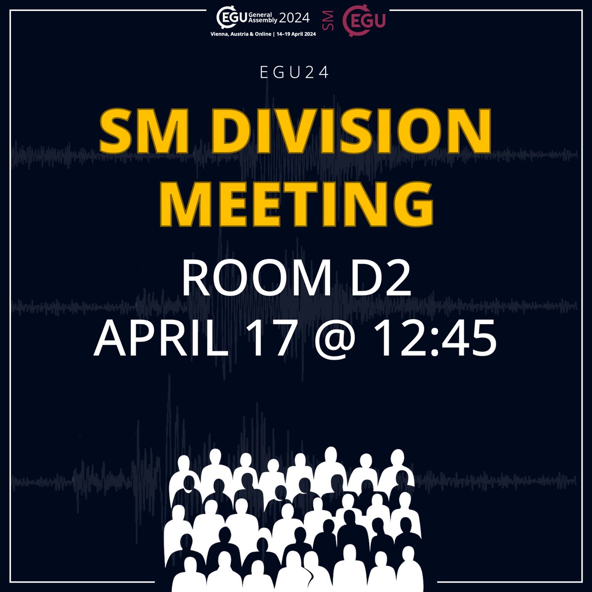Hey fellow seismologists! Don’t miss out our annual division meeting at #EGU24 today at 12:45pm! You’ll find out more about the things happening in the Seismology Division @egu_seismo and make connections with other #seismologists! See you there! @EuroGeosciences #EGU24_SM