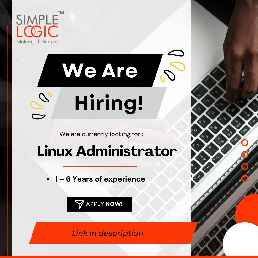 #WeAreHiring 👉 shorturl.at/xyJP9
Join Our #Team!
We are looking for a #passionate and #skilled individual to join our team as a Linux Administrator.

#systemadministrator #it #sysadmin #systemadmin #networkengineer #itadmin #linux #system #networking #informationtechnology