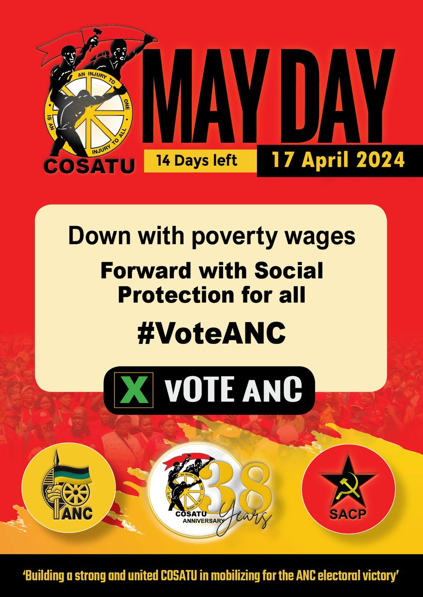 #COSATU #SACPRedBrigades #ElijahBarayiBrigades are on the ground in various communities engaging with workers and their families to participate in the coming #WorkersDay celebrations on May 1 and also to #VoteANC on May 29 @MYANC @SACP1921 @_cosatu