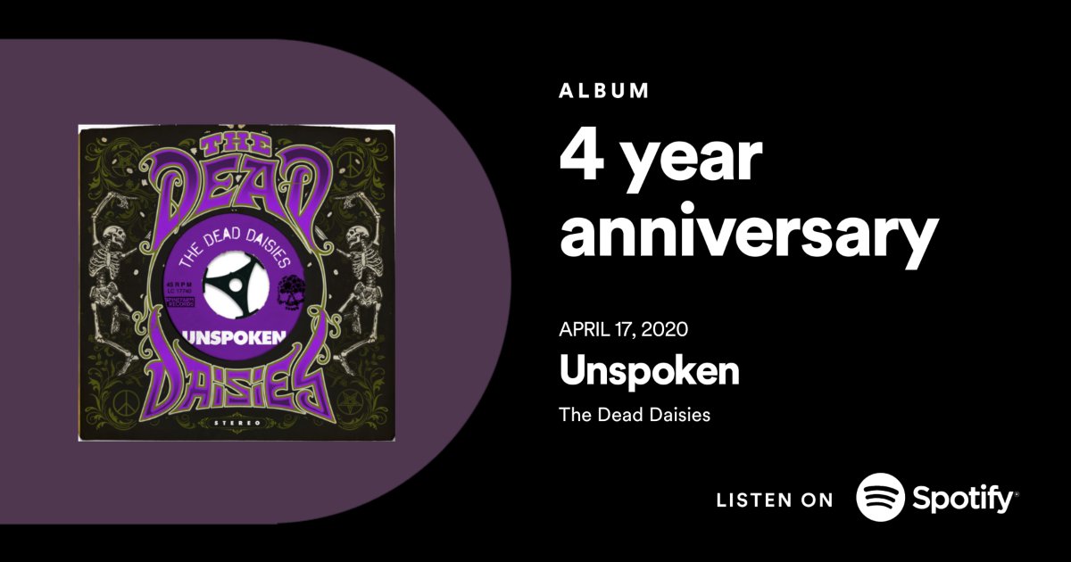 On this day back in 2020 we released the single “UNSPOKEN”! 🚀🚀 Stream it now on Spotify: promocards.byspotify.com/api/share/fd29… #TheDeadDaisies #Unspoken #Anniversary