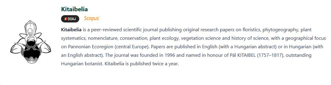 deenklibrary's tweet photo. Kitaibelia journal, focusing on botanical and natural history and published by @DEgyetem, has been ranked for the second time this year, based on the citation data of the Scopus database and the Scimago Journal Rankings page, making it a Q2 journal.  Congratulations! https://t.co/2mUqhaE08G