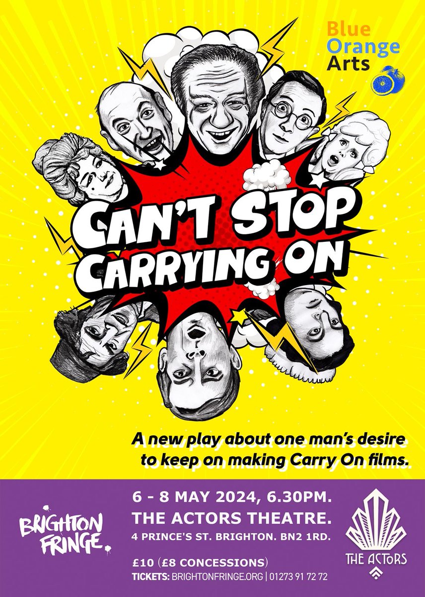 Less than a month until #cantstopcarryingon comes to @brightonfringe! 
⭐️⭐️⭐️⭐️⭐️Bum on a Seat
⭐️⭐️⭐️⭐️WestEndBestFriend
⭐️⭐️⭐️⭐️One4Review
⭐️⭐️⭐️⭐️Everything Theatre
⭐️⭐️⭐️⭐️ Theatre, Films & Arts Reviews
#CarryOnFilms
📍The Actors Theatre 
📆6-8 May
brightonfringe.org/events/cant-st…