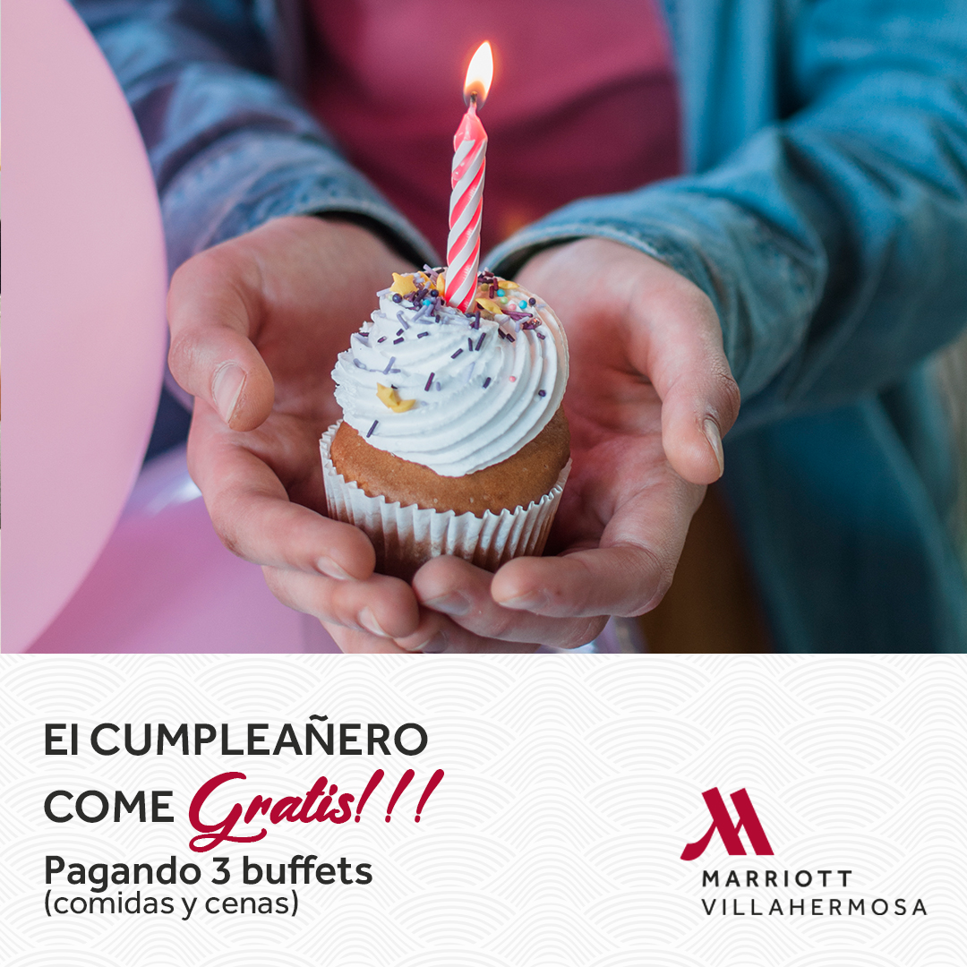 🎉¡Celebra tu #cumpleaños con elegancia en #MarriottVillahermosa!
Por cada 3 buffets que adquieras, el cumpleañero disfruta su comida ¡totalmente gratis!
Haz de tu día especial, inolvidable con nosotros.
¡Contáctanos para obtener más detalles! 🎂🥳
#MarriottHotels 🐣🏨