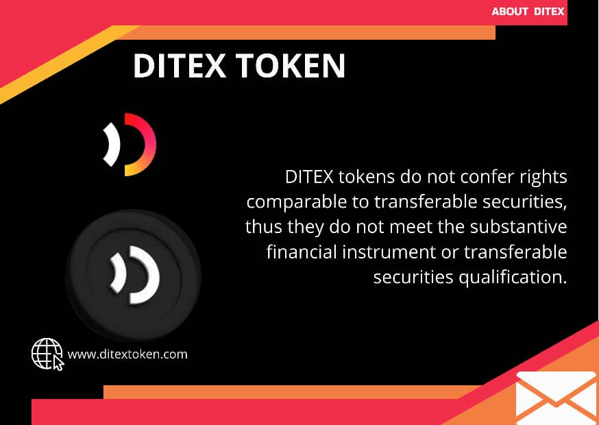 PaschalUchenna6's tweet photo. ๐ซ๐ซ!!DITEX tokens do not confer rights comparable to transferable securities, thus they do not meet the substantive financial instrument or transferable securities qualification. #Ditextoken #oriele #Crypto https://t.co/TAJ8LaLLwF