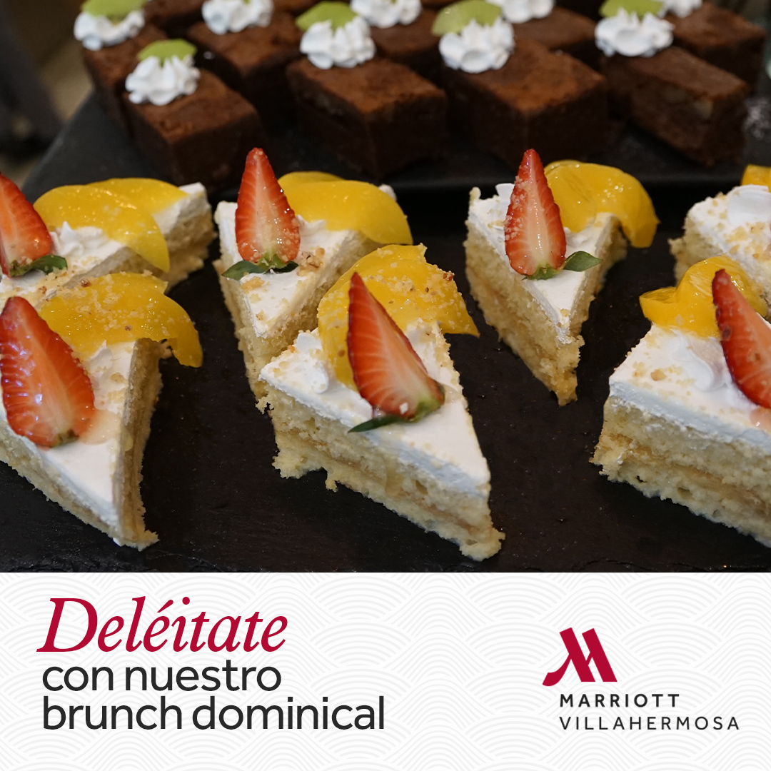 ¡Descubre el placer de los domingos en #MarriottVillahermosa!🌟
De 1 a 5 pm, deléitate con nuestro exquisito #BrunchDominical. 🍳🥂
Tenemos todo para hacer de tu domingo una experiencia inolvidable.
¡Reserva ahora y haz que tus domingos sean extraordinarios!✨
#MarriottHotels🌞🍽️