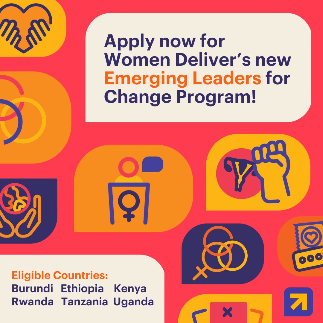 Applications for @WomenDeliver's Emerging Leaders for Change East Africa Cohort are officially open! All #SRHR & #GenderEquality advocates aged 15-29 working in 🇧🇮🇪🇹🇰🇪🇷🇼🇹🇿🇺🇬 & centering girls should apply. Deadline: 30 May 2024 Learn more & apply 👇 bit.ly/3Vqwx5A