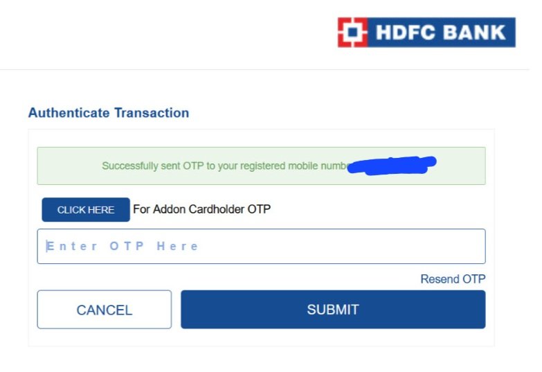 HDFC giving option to receive OTP for ADDON CARDS- This option received by my friend for his Regalia. #ccgeek