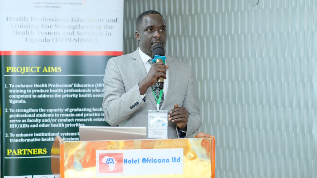 Presenter 3 is Dr. Erick Jacob Okek from @UVRIug presenting, 'Re-testing as a method of implementing external quality assessment program for #COVIDー19 real time PCR testing in Uganda.' #HEPIConference2024 #ResearchInnovation #GlobalPartnerships